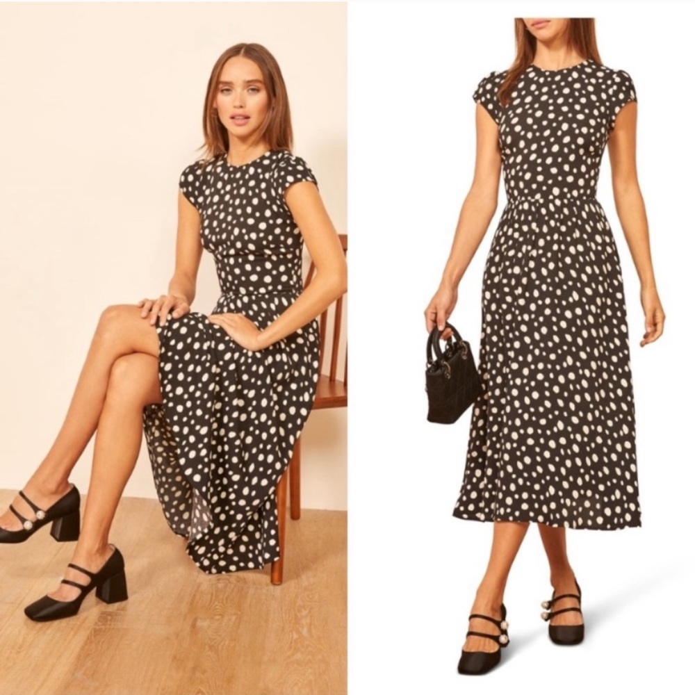 ❗️SOLD❗️Reformation Rylie Memento Spotted Midi Dress - Picture 2 of 9